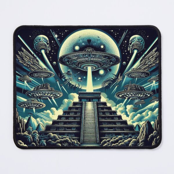 Item preview, UFOs Over Ancient Pyramids – Cosmic Encounter designed and sold by Dogandesighn.