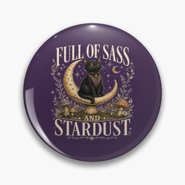 Item preview,  Full of Sass and Stardust Witchy Black Cat Moon Mushroom Tee designed and sold by POD DYNASTY.