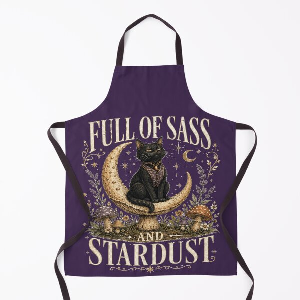 Item preview, Full of Sass and Stardust Witchy Black Cat Moon Mushroom Tee designed and sold by POD DYNASTY.