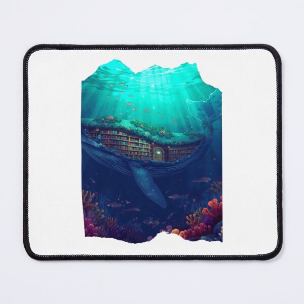 Item preview, Surreal Cosmic Sea Whale Library Magical Bookshelves Print designed and sold by Miheerala.