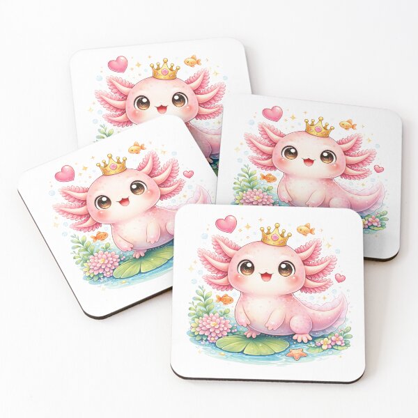 Item preview, Cute Axolotl Princess with Golden Crown Watercolor Art designed and sold by Seculinator.