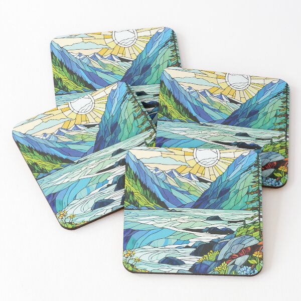 Item preview, Kenai Fjords National Park Mosaic Landscape Art Print designed and sold by designmari.