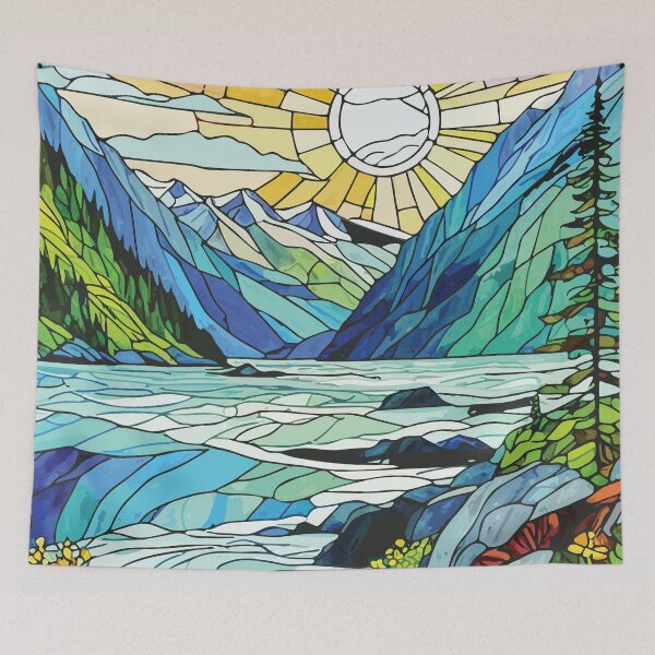 Item preview, Kenai Fjords National Park Mosaic Landscape Art Print designed and sold by designmari.