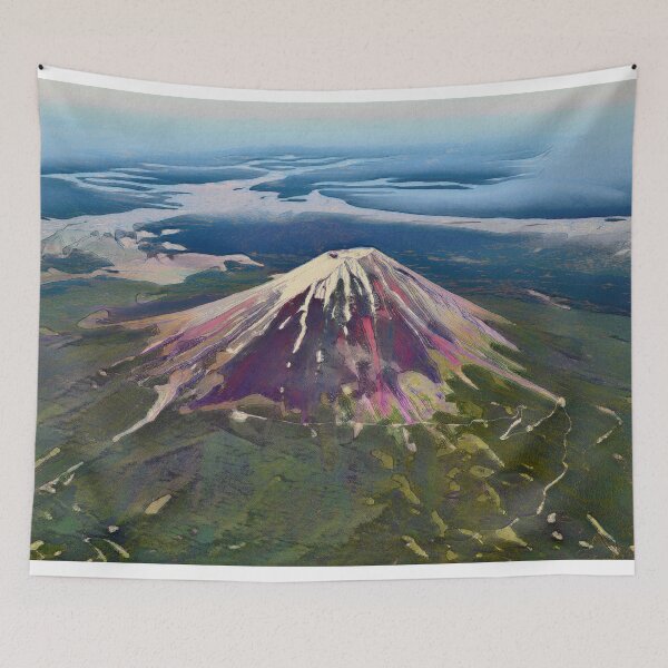Item preview, Majestic Mount Fuji Aerial View - Vibrant Impressionist Japan Landscape designed and sold by ArtworkNorth.