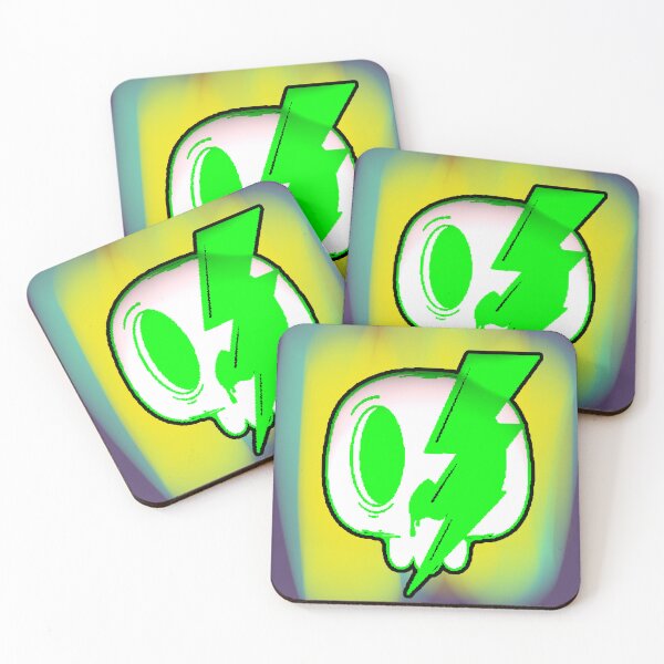 Item preview, Spooky Kawaii Neon Green Lightning Skull designed and sold by AstronautMerch.