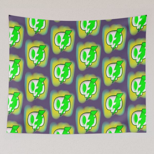 Item preview, Spooky Kawaii Neon Green Lightning Skull designed and sold by AstronautMerch.