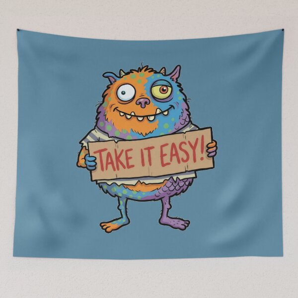 Item preview, Take It Easy Funny Colorful Cartoon Monster Sign designed and sold by puzzell.