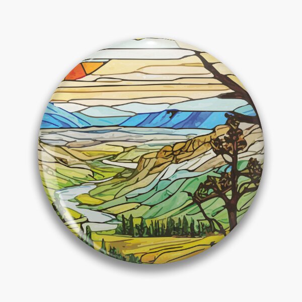Item preview, Theodore Roosevelt National Park Mosaic Landscape Art Print designed and sold by designmari.