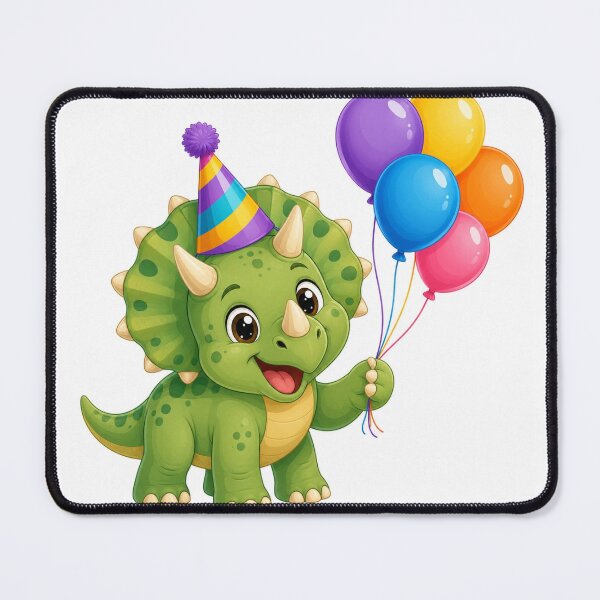 Item preview, Cute Triceratops Dinosaur Birthday Party Hat Balloons Kids T-Shirt designed and sold by SunnyDesign82.
