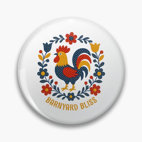 Item preview, Barnyard Bliss Folk Art Rooster Chicken Design designed and sold by AntiqueImages.