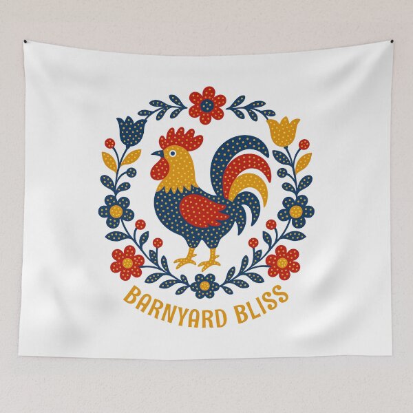 Item preview, Barnyard Bliss Folk Art Rooster Chicken Design designed and sold by AntiqueImages.