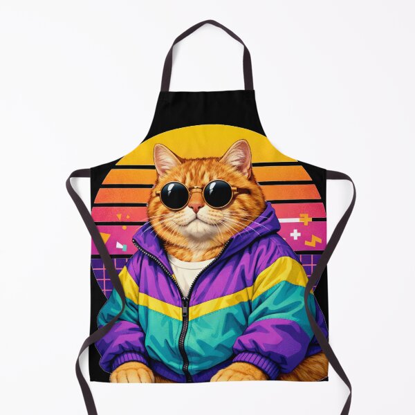 Item preview, Salmon the Cool Retro Cat in 80s Neon Windbreaker designed and sold by ChaemmRichStudio.