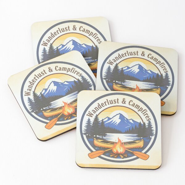 Item preview, Vintage Wanderlust and Campfires Outdoor Nature Badge designed and sold by Aesthetic Joy Studio.