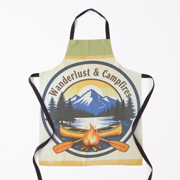 Item preview, Vintage Wanderlust and Campfires Outdoor Nature Badge designed and sold by Aesthetic Joy Studio.
