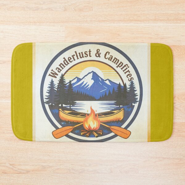 Item preview, Vintage Wanderlust and Campfires Outdoor Nature Badge designed and sold by Aesthetic Joy Studio.