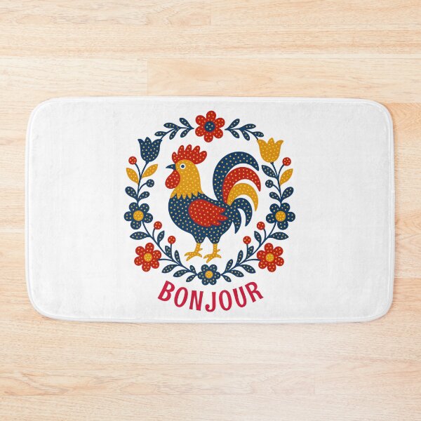 Item preview, Cheerful French Folk Art Rooster Wishes You Bonjour designed and sold by AntiqueImages.