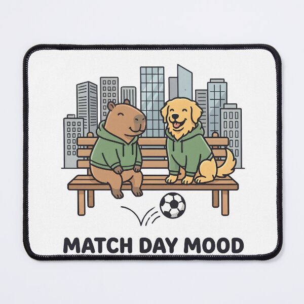 Item preview, Match Day Mood Capybara And Dog Soccer Bench designed and sold by laughingshirts.