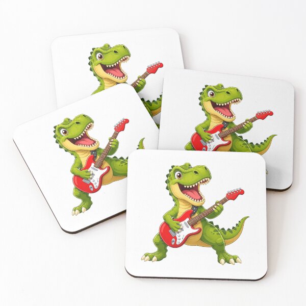 Item preview, Cute T-Rex Dinosaur Playing Electric Guitar Rockstar Kids T-Shirt designed and sold by SunnyDesign82.