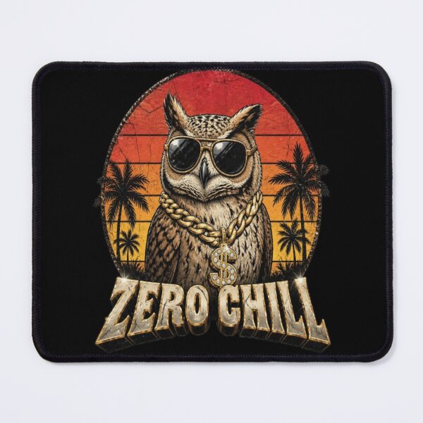 Item preview, Funny Sarcastic Vintage Retro 70s Groovy 90s Bootleg Owl Zero Chill T-Shirt designed and sold by ElkasDesign.