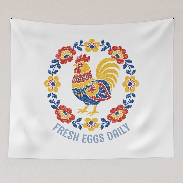 Item preview, Backyard Chicken Fresh Eggs Daily Folk Art Rooster designed and sold by AntiqueImages.