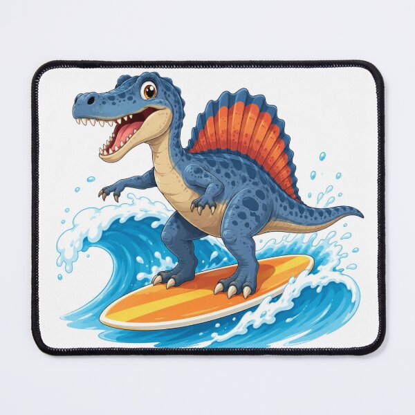 Item preview, Cute Spinosaurus Dinosaur Surfing Wave Beach Funny Kids T-Shirt designed and sold by SunnyDesign82.
