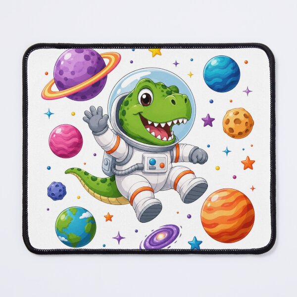 Item preview, Cute T-Rex Dinosaur Astronaut Floating Space Planets Kids T-Shirt designed and sold by SunnyDesign82.