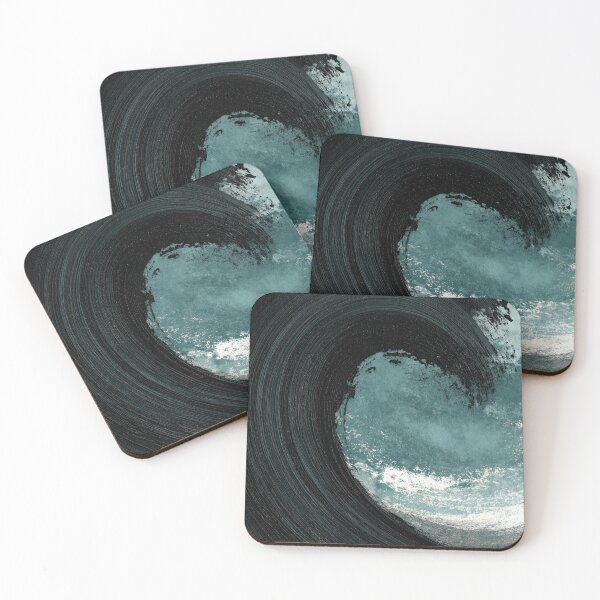 Item preview, Moody Black Swirling Brushstroke on Teal Abstract Art designed and sold by SlowRegardArt.