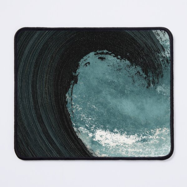 Item preview, Moody Black Swirling Brushstroke on Teal Abstract Art designed and sold by SlowRegardArt.