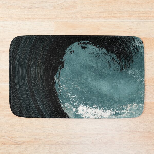 Item preview, Moody Black Swirling Brushstroke on Teal Abstract Art designed and sold by SlowRegardArt.