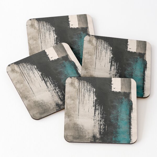 Item preview, Textured Black Vertical Abstract with Teal Accent designed and sold by SlowRegardArt.