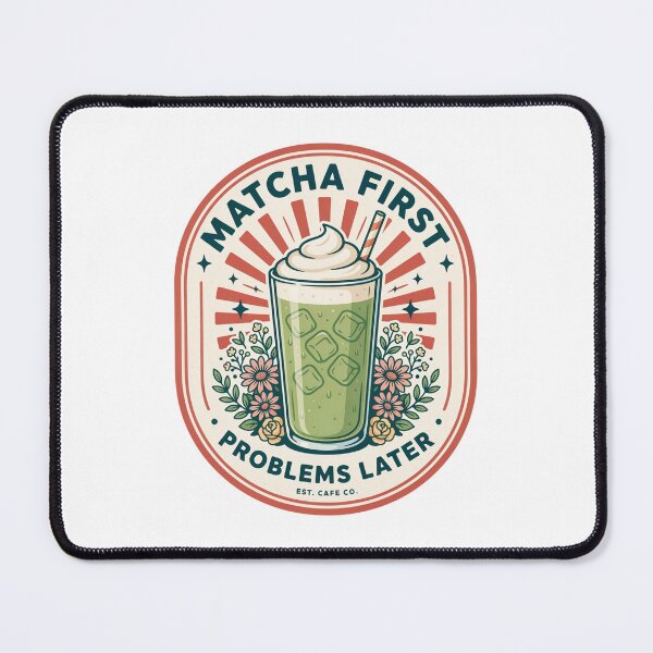 Item preview, Matcha First Problems Later – Funny Iced Matcha Latte Lover Retro Café Design designed and sold by ArcticFoxStudio.