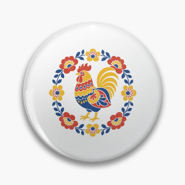 Item preview, Folk Art Rooster Floral Wreath Backyard Chicken designed and sold by AntiqueImages.