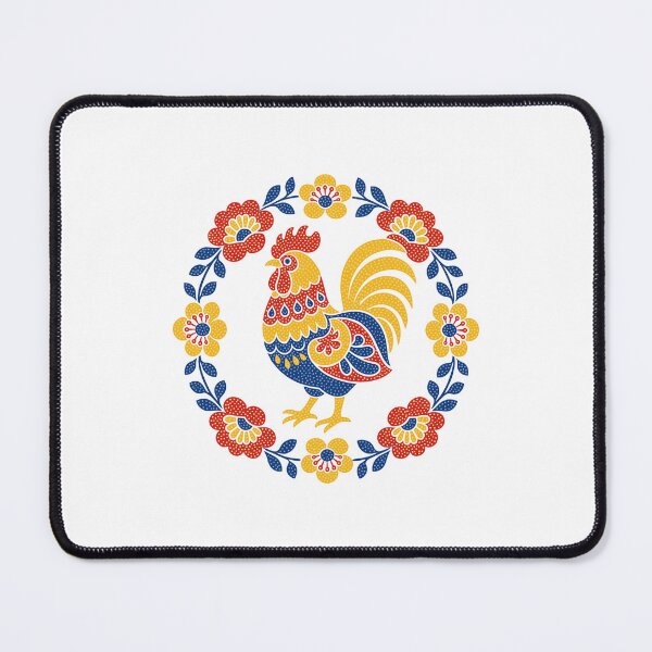 Item preview, Folk Art Rooster Floral Wreath Backyard Chicken designed and sold by AntiqueImages.