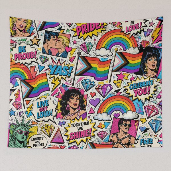 Item preview, Busy Campy Cartoon Pride Comic Pattern designed and sold by BeJolley.