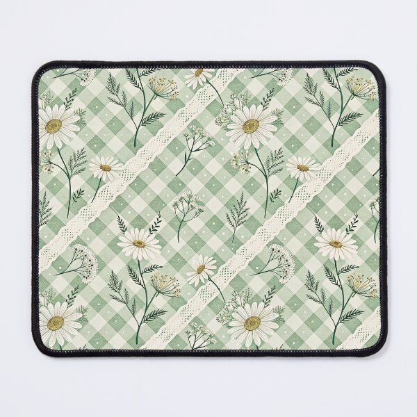 Item preview, Sage Gingham Daisy Cottagecore Pattern designed and sold by Petal & Pattern Co.