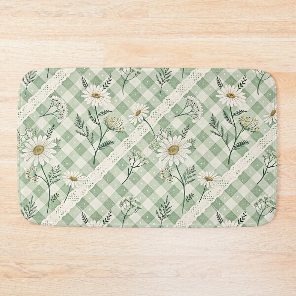 Item preview, Sage Gingham Daisy Cottagecore Pattern designed and sold by Petal & Pattern Co.