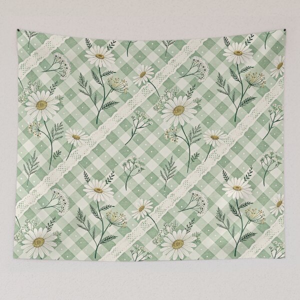 Item preview, Sage Gingham Daisy Cottagecore Pattern designed and sold by Petal & Pattern Co.