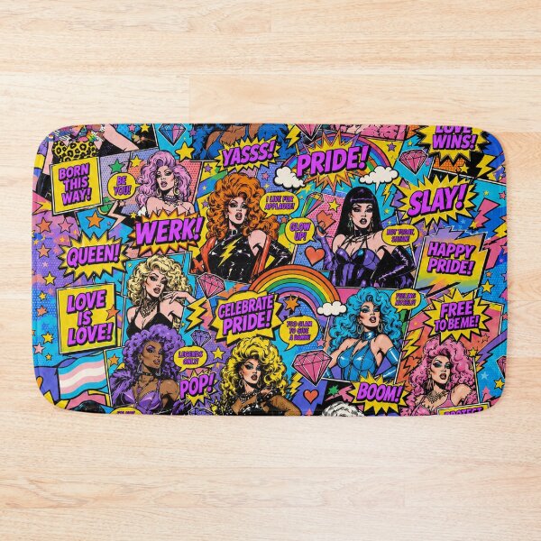 Item preview, Colorful Drag Queens Comic Pop Art Pride Pattern designed and sold by BeJolley.
