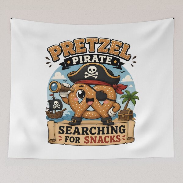 Item preview, Pretzel Pirate Kawaii Food Character – Searching For Snacks Cute Chibi Pretzel designed and sold by Snackwear Apparel.