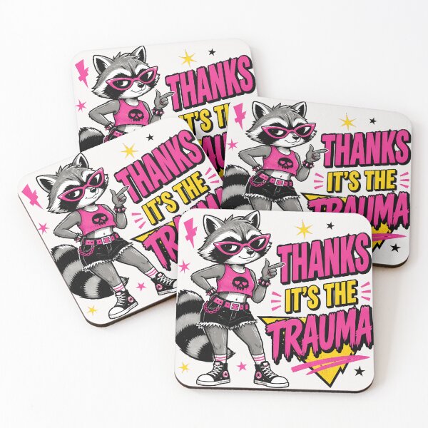 Item preview, Feral Raccoon Thanks It’s The Trauma Sassy Graphic, Funny Trash Panda Cowgirl Summer Art, Cute Retro Cowboy Raccoon Design designed and sold by VectorJoy.