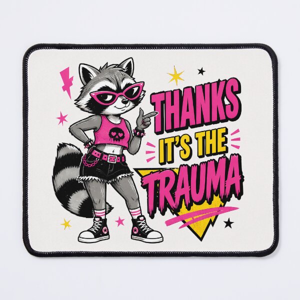 Item preview, Feral Raccoon Thanks It’s The Trauma Sassy Graphic, Funny Trash Panda Cowgirl Summer Art, Cute Retro Cowboy Raccoon Design designed and sold by VectorJoy.