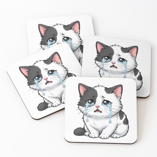 Item preview, Crying black and white kitten with big tears designed and sold by By:MarcinK.