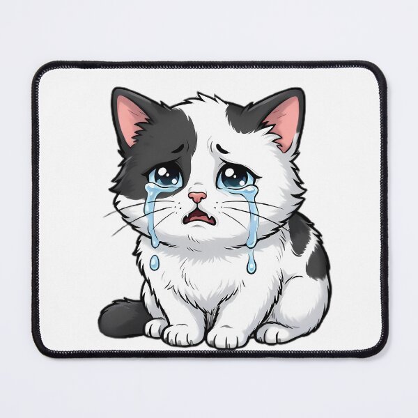 Item preview, Crying black and white kitten with big tears designed and sold by By:MarcinK.