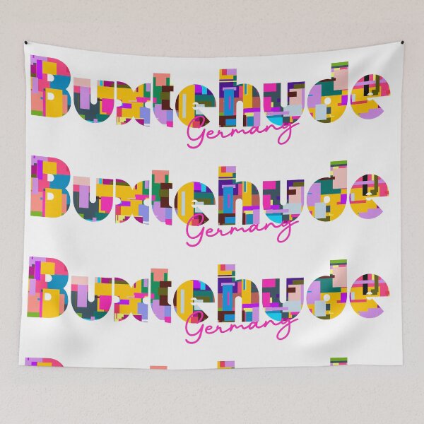Item preview, Buxtehude, Germany, Vibrant Abstract City Typography Art designed and sold by Wanderful-roads.