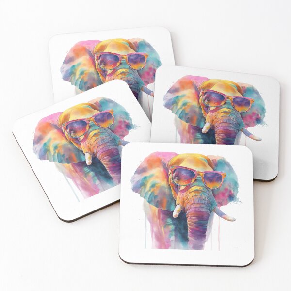 Item preview, Colorful elephant with big ears and sunglasses designed and sold by OutOfTheBubble.