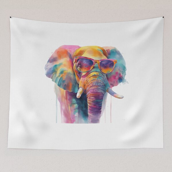 Item preview, Colorful elephant with big ears and sunglasses designed and sold by OutOfTheBubble.