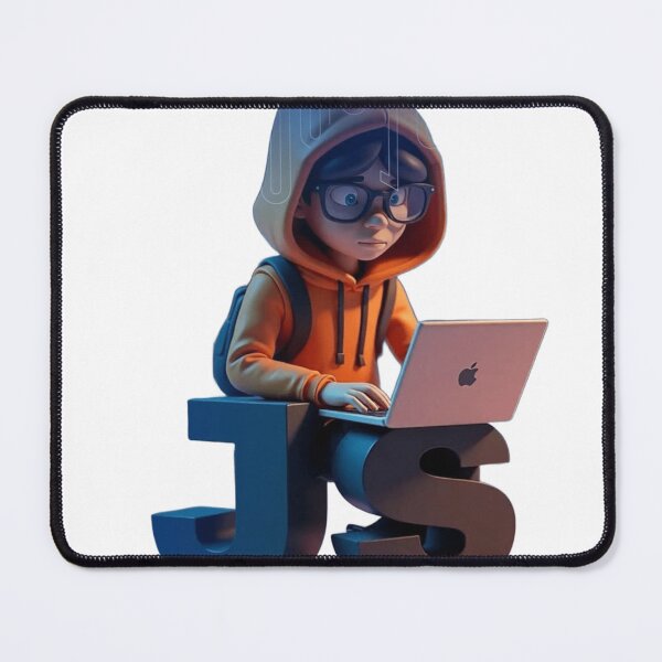 Item preview, Cute Cartoon Programmer Coding JavaScript on Laptop designed and sold by GUINewAlex.