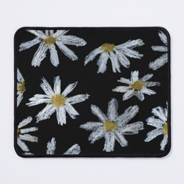 Item preview, Daisies With Black Backgrownd Floral Pattern Naif Art Oil Pastels designed and sold by violet-hope.