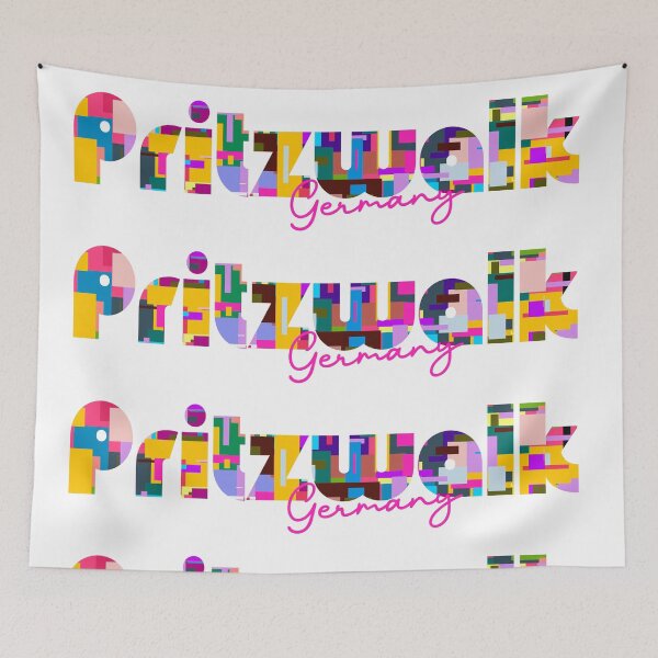 Item preview, Pritzwalk, Germany, Vibrant Abstract City Typography Art designed and sold by Wanderful-roads.