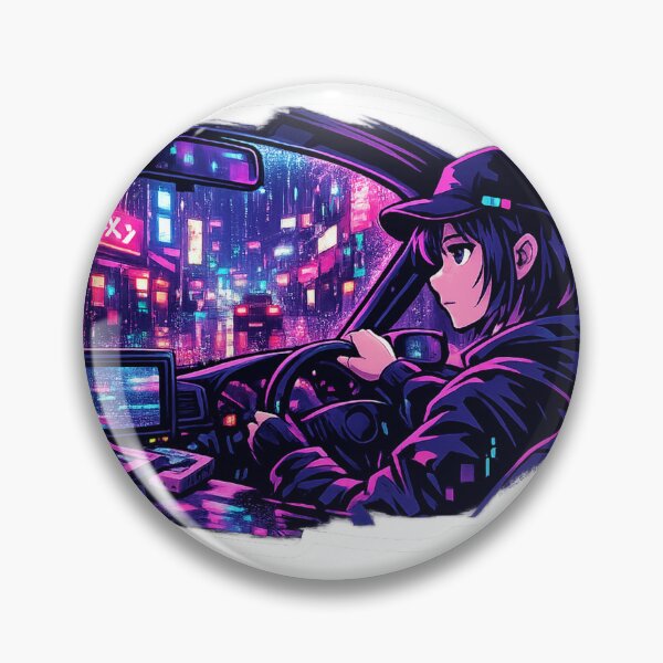 Item preview, Neon Midnight Drive Vaporwave Sticker designed and sold by RDcollections.